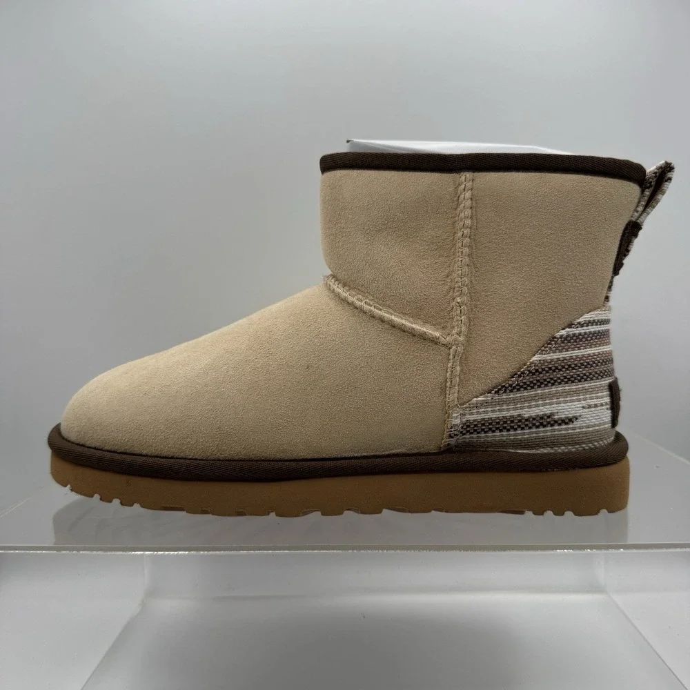 Brand New UGG Classic Mini Sherpa Cream Brown Boots 1010261 Women's Size 7